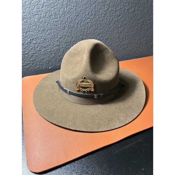 ROTC Campaign Hat Military Drill Sergeant Brown Felt Size 57cm - Picture 1 of 6